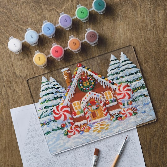 Artists Loft; Gingerbread House Light Up Paint-by-Number Acrylic Surface Kit by Artist's Loft®; Category:Paint by Number; Image:1